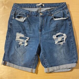 Blue Savvy Blue Distressed Denim Shorts 18 (PB)